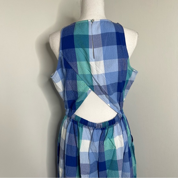 LOFT Plaid Cutout Back Midi Pocket Dress - Picture 9 of 15